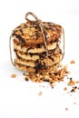 Sweet chocolate biscuit with nuts tie up Royalty Free Stock Photo