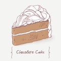 Sweet chocolate cake doodle isolated in vector