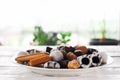 Sweet chocolate candies on table side view Royalty Free Stock Photo