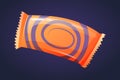 A sweet chocolate candy or lollipop in a orange wrapper. Vector isolated cartoon illustration of sweets.