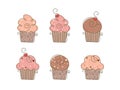 Sweet chocolate creamy cupcake set Royalty Free Stock Photo