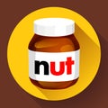 Sweet chocolate hazelnut butter can icon flat