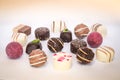Sweet Chocolate mini pralines isolated on white background. Royalty Free Stock Photo