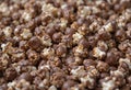Sweet chocolate popcorn texture. Delicious snack Royalty Free Stock Photo