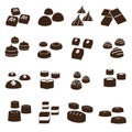 Sweet chocolate truffles styles icons set eps10