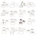 Sweet chocolate truffles styles outline icons set eps10 Royalty Free Stock Photo