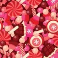 Sweet Chocolates Candies Pile Seamless Pattern Background