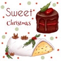 Sweet christmas, delicious holiday cakes, yammy