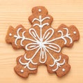 Sweet Christmas gingerbread snowflake cookie