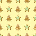 Sweet Christmas seamless pattern cake cookie traditional cake holiday vector