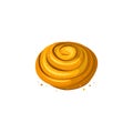 Sweet cinnamon bun roll isolated on white background. loaf icon, vector illustration. Bakery product in cartoon style. Royalty Free Stock Photo