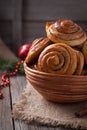 Sweet cinnamon bun rolls or kanelbullar homemade