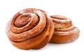 Sweet cinnamon buns on white background. Isolated Royalty Free Stock Photo