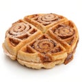 Sweet cinnamon roll waffle isolated on white background Royalty Free Stock Photo