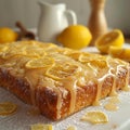 Sweet citrus Lemon bread, sugar coated, a close up of whole loaf