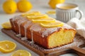 Sweet citrus Lemon bread, sugar coated, a close up of whole loaf