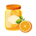 Sweet Citrus Orange Jam Glass Jar Filled With Fruit With Template Label Illustration