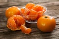 Sweet clementine and bowl with clementines Royalty Free Stock Photo