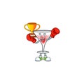 Sweet cocktail isolated with the mascot boxing winner