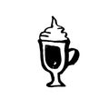 Sweet coffee grunge icon. Vector ink brush illustration.