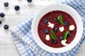 Sweet cold blueberry soup.Healthy eating.