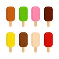 Sweet cold ice cream set and tasty frozen ice cream collection delicious. Chocolate, milk icecream. ice lolly Royalty Free Stock Photo