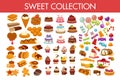 Sweet collection of delicious desserts and colorful candies Royalty Free Stock Photo