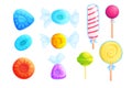 Sweet colorful candies flat vector illustration set Royalty Free Stock Photo