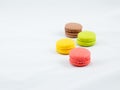 Sweet and Colorful four macaroons lying togehter Royalty Free Stock Photo