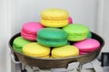 Sweet and colorful french macaroon cookies