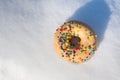 Sweet colorful glazed donuts with icing sprinkles Royalty Free Stock Photo