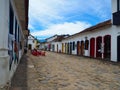 Parati, Brasil - 23 December 2016: Sweet and colorful houses in colonial style with cobblestone floor in Parati, Brasil