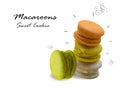 sweet colorful macaroons isolated on white background