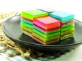 Sweet colorful treat of rainbow layered gelatin dessert