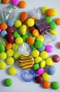 Sweet colourful candy on white background