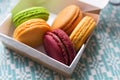 Sweet and colourful french macaroons or macaron