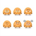 Sweet cookies cartoon character with various angry expressions