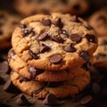 Sweet cookies with chocolate chips delightful treat on the table