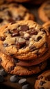 Sweet cookies with chocolate chips delightful treat on the table