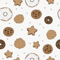 Sweet cookies on beige background. Seamless pattern Royalty Free Stock Photo