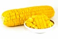 Sweet corn boil on white background Royalty Free Stock Photo