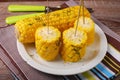 Sweet corn with butter and herbs Royalty Free Stock Photo