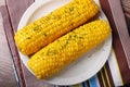Sweet corn with butter and herbs Royalty Free Stock Photo