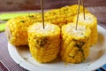 Sweet corn with butter and herbs Royalty Free Stock Photo