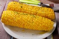 Sweet corn with butter and herbs Royalty Free Stock Photo