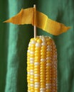 Boiled Sweet Corn with a Yellow Flag Royalty Free Stock Photo