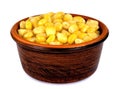 Sweet corn kernels in bowl over white Royalty Free Stock Photo