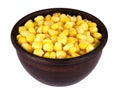 Sweet corn kernels in bowl over white Royalty Free Stock Photo