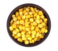 Sweet corn kernels in bowl over white Royalty Free Stock Photo