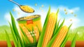 Sweet corn realistic vector advertising poste